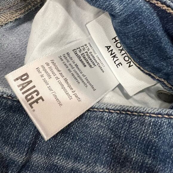 Paige Women's Hoxton Ankle Skinny Jean Light Wash Distressed Hem Size 24 - Picture 7 of 11